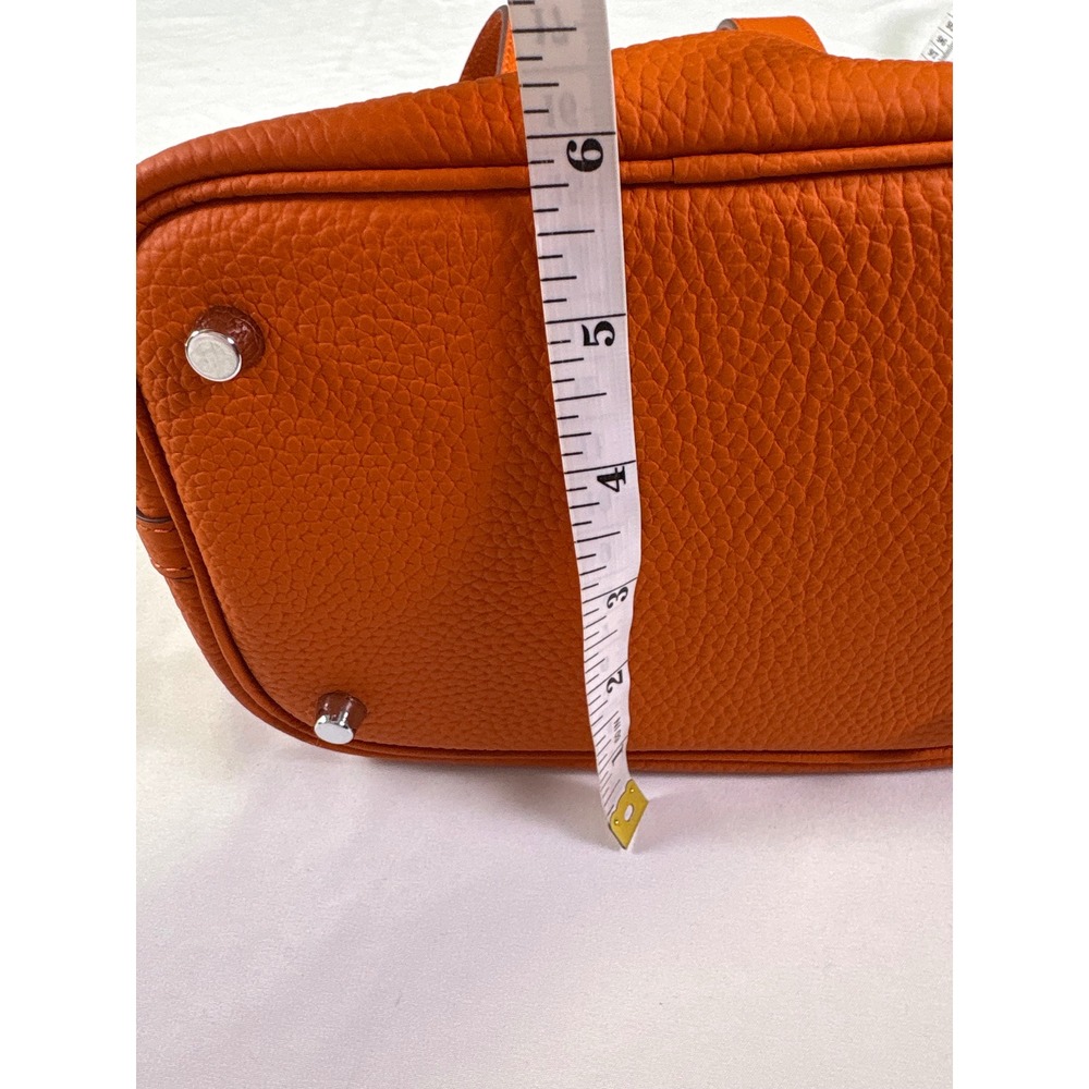 Tiffany & Fred Paris Bucket Bag Small Orange Leather Quiet Luxury Bold Old Money - Picture 7 of 14